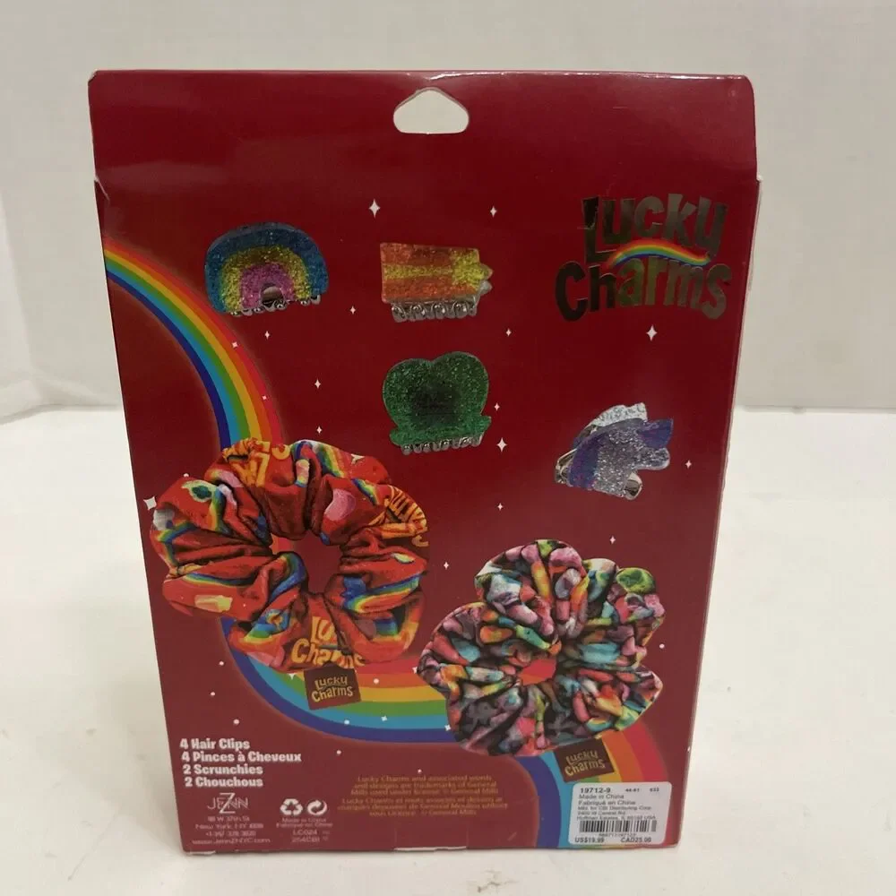 Lucky Charms Cereal 6 Piece Hair Set 2 Scrunchies And 4 Hair Clips Gift Set